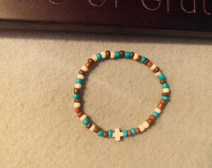 Tiny cross southwest colored beaded bracelet