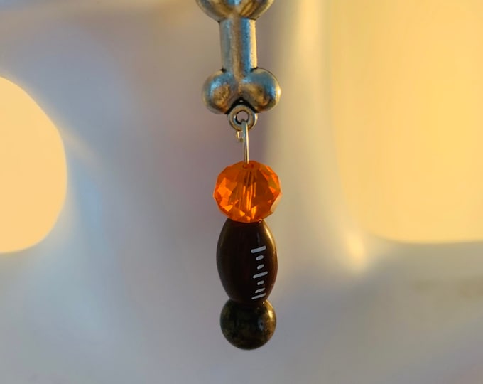 Orange and brown dog bone/football earring set