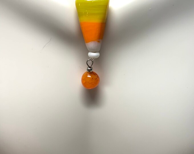 Candy Corn/Halloween/Necklace on black cord