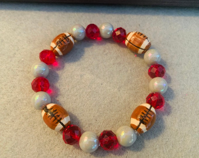 Football beaded stretch bracelet (can be made in any color scheme)