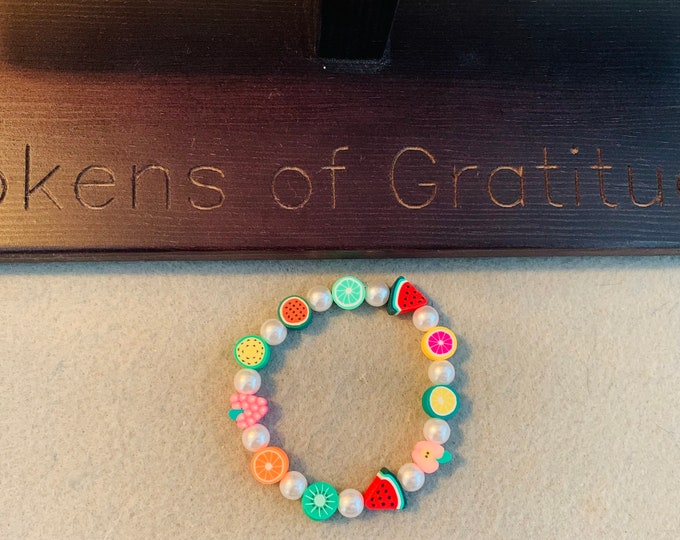 Fruit themed beaded stretch bracelet