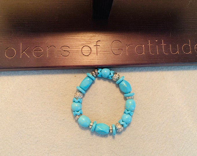 Turquoise color beaded stretch bracelet  - Natural Gemstone