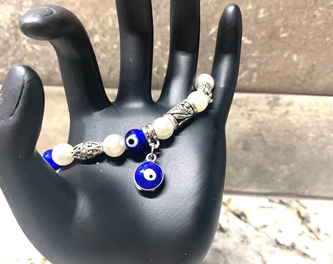 Beaded Evil Eye Bracelet with Charm