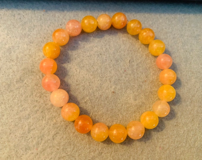 Jade-autumn colored mountain Jade beaded stretch bracelet  - Natural Gemstone