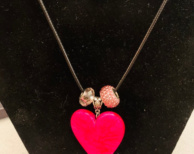 Large Heart Necklace (customer chooses red or pink)