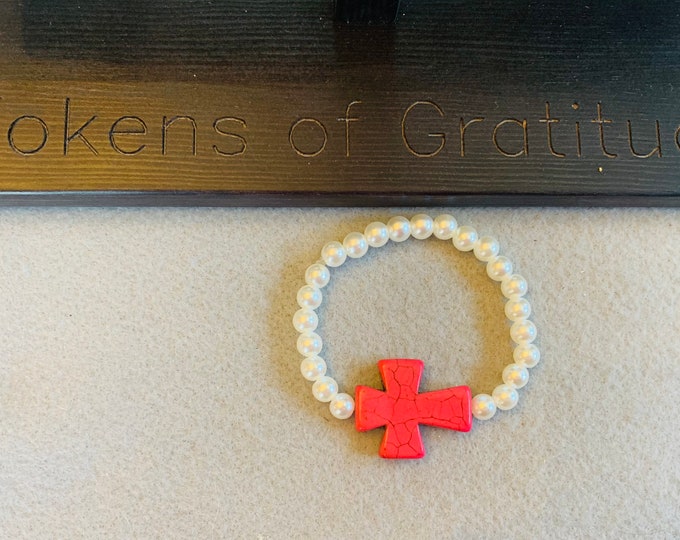 Cross Beaded Bracelet (buyer chooses color of cross)