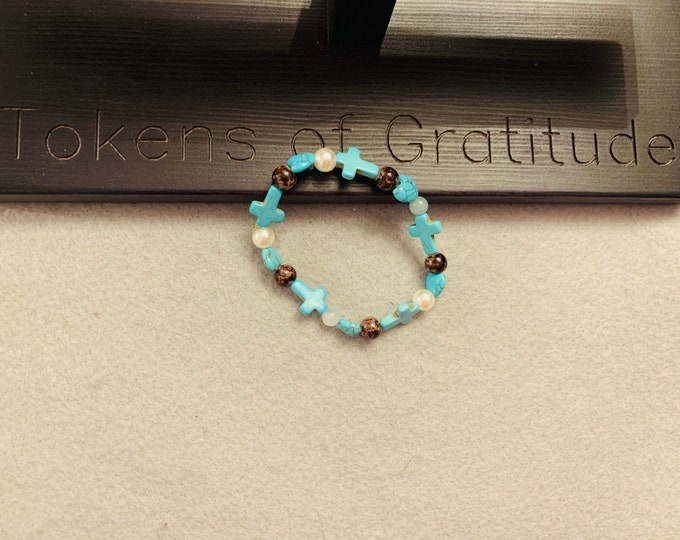Beaded Turquoise Cross Bracelet