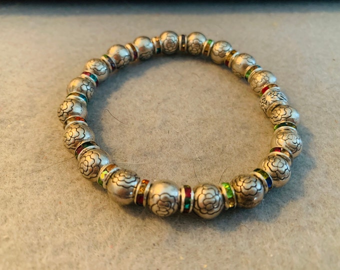 Metallic Beaded Stretch Bracelet