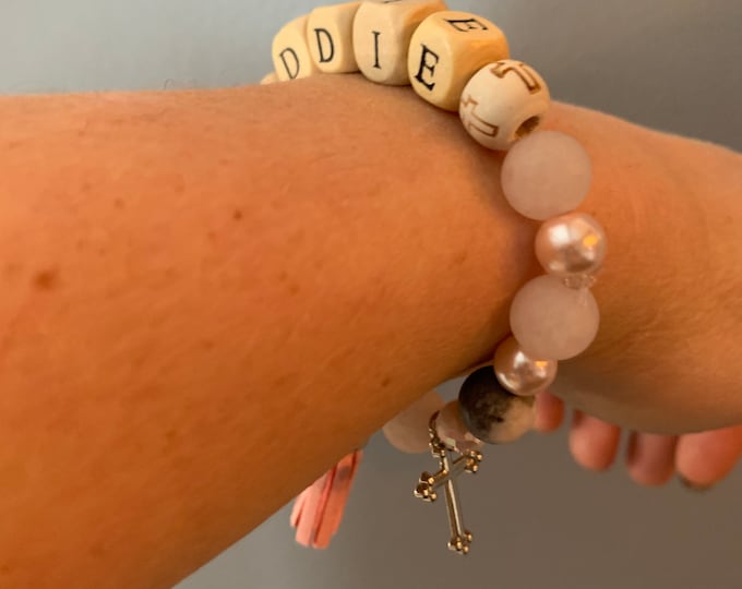 Personalized Name Bracelet (pink theme) with pink tassel