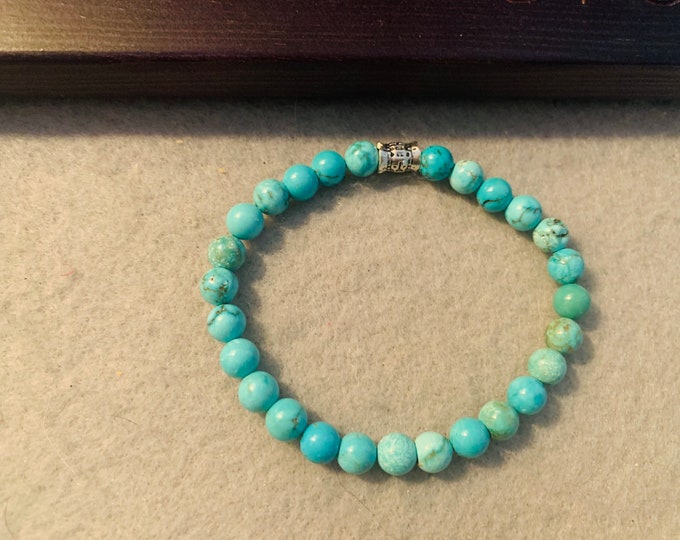 Turquoise beaded stretch bracelet  - Natural Gemstone