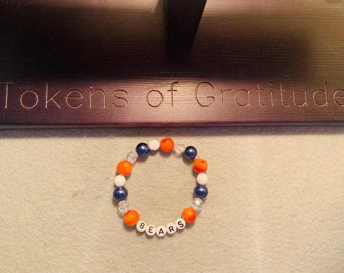 Orange and Blue Personalized Beaded Stretch Bracelet
