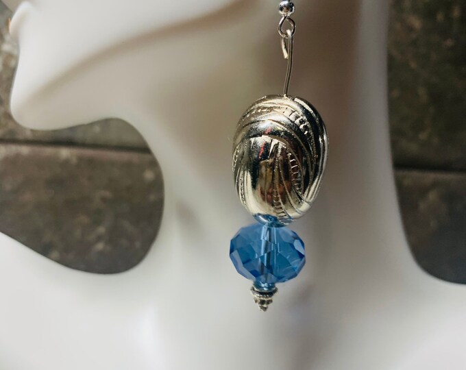 Silver and Blue dangle earrings