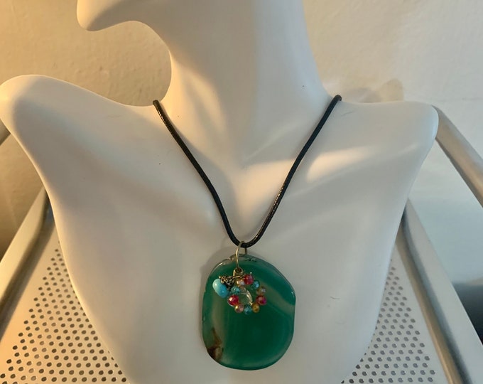 Green Stone Pendant Necklace  - Natural Gemstone