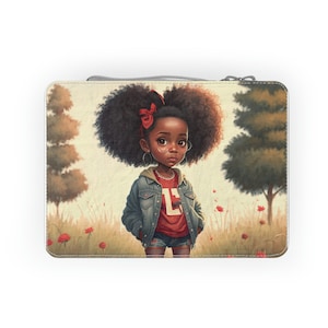 Black Girl, Lunch Bag, Eco-friendly, Black girl magic, Black girl art, Girl in a meadow, Birthday gift, School, Art bag, Black Girl tote