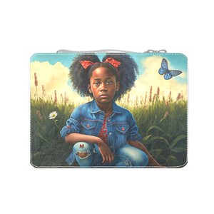 Black Girl, Lunch Bag, Eco-friendly, Black girl magic, Black girl art, Girl in a meadow, Birthday gift, School, Art bag, Black Girl tote