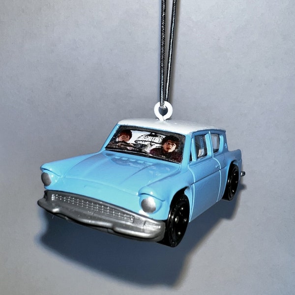 Magical flying Ford Anglia Christmas (or Wizarding) ornament. Please read description and note the size