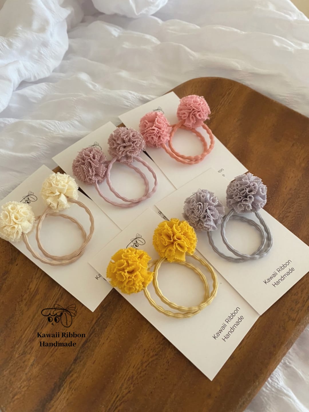 Five Sets of Pom Pom Hair Ties Etsy UK