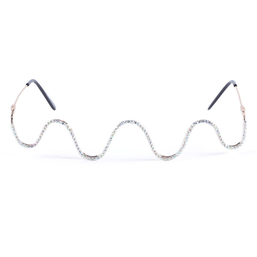 Rhinestone Metal Wireframe Eyewear | Squiggly Wavy  display picture 3