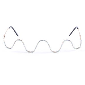 Rhinestone Metal Wireframe Eyewear | Squiggly Wavy | Festival Party Costume Rave | Face Jewelry Futuristic | Sunglasses Glasses No Lens