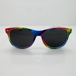 Gafas de sol Rainbow Wayfarer / Party Festival Parade Pride / Bloques 100%UV / Teashades espejadas /