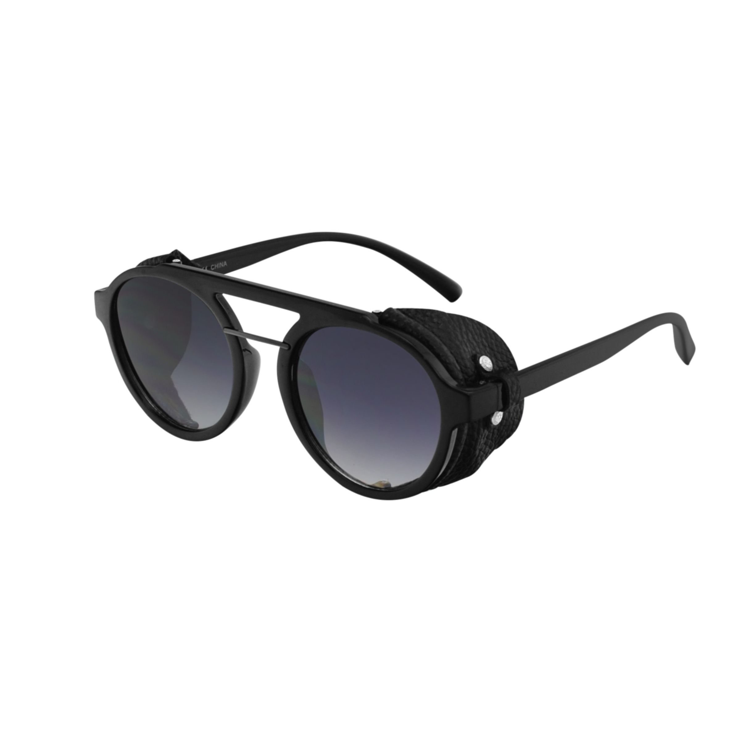Round sunglasses with leather sides sales