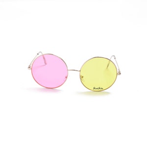 Pink and Yellow Round Circle Sunglasses Spamton Cosplay Halloween Costume Big Shot 1997