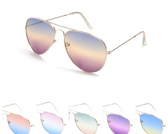 Rainbow Aviators Sunglasses Multicolor Sunset Gradient Beachwear Shades Eyewear Outdoor Music Festival Rave Luxury Fashion