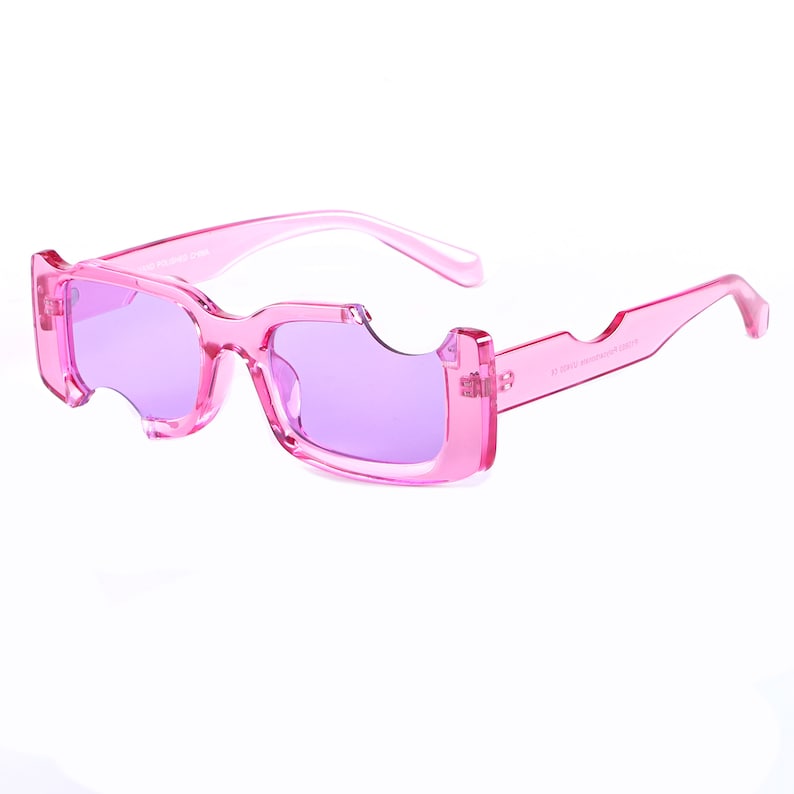 Cut Out Frame Sunglasses Multicolors Unique Designer Shades Rhinestone Customization Available Blocks 100% UV Rays Cady Rectangle image 5
