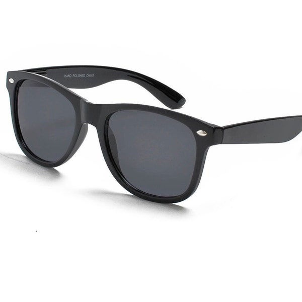 Classic Wayfarer Sunglasses Jet Black Retro Vintage 100% UV Protection