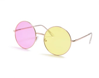 Pink and Yellow Round Circle Sunglasses Spamton