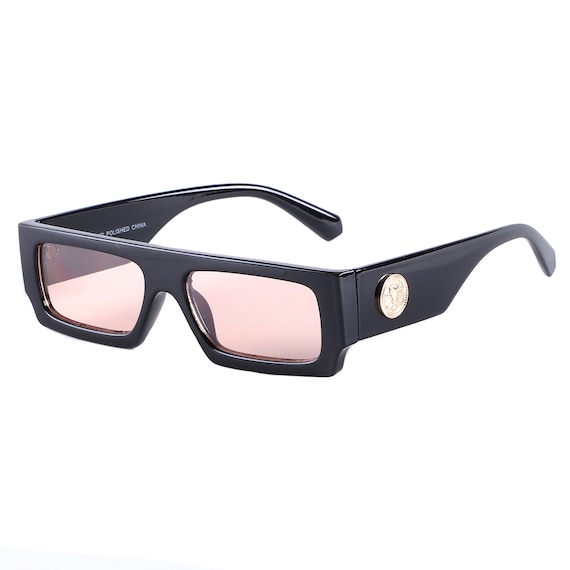 Amazon.com: Small Size Rectangular Sunglasses Black Purple Mirror Lens  Unisex : Clothing, Shoes & Jewelry