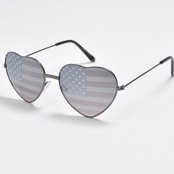 American Flag Heart Sunglasses USA Independence Day Shades