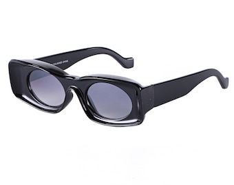 Oval Retro Sunglasses | Y2K Ibiza | Celebrity Inspired | Fashion Designer Sunnies | UV100 | Thick Concaved Frame