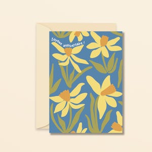 Joyeux anniversaire jonquilles - carte de voeux - carte anniversaire