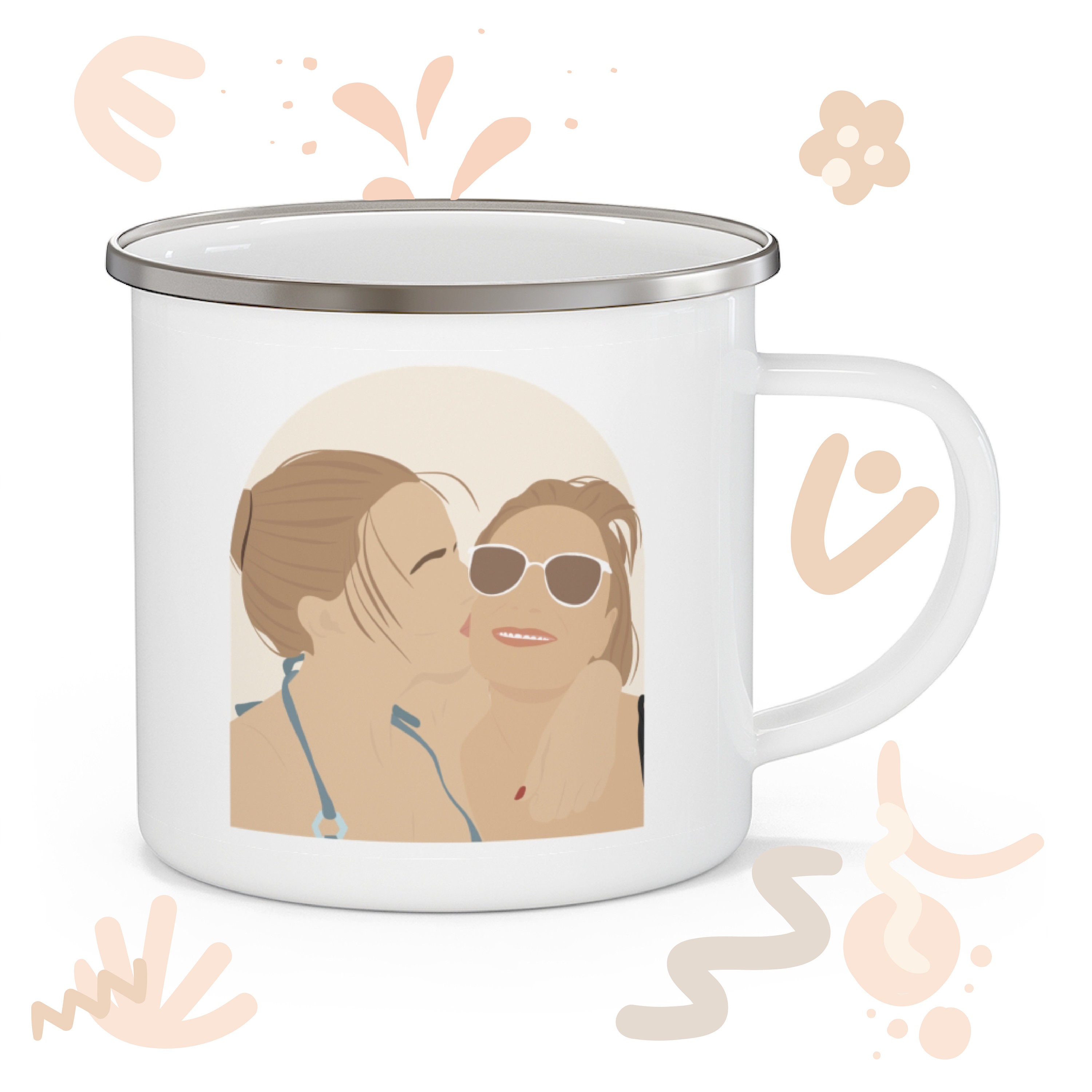 Enamel Cup/Mug - Personalized Personalized Gift Personnalisé Portrait Birthday Anniversary Family Fr