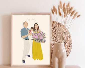 Personalized family illustration - Personalized souvenir and gift - Father's / Mother's Day