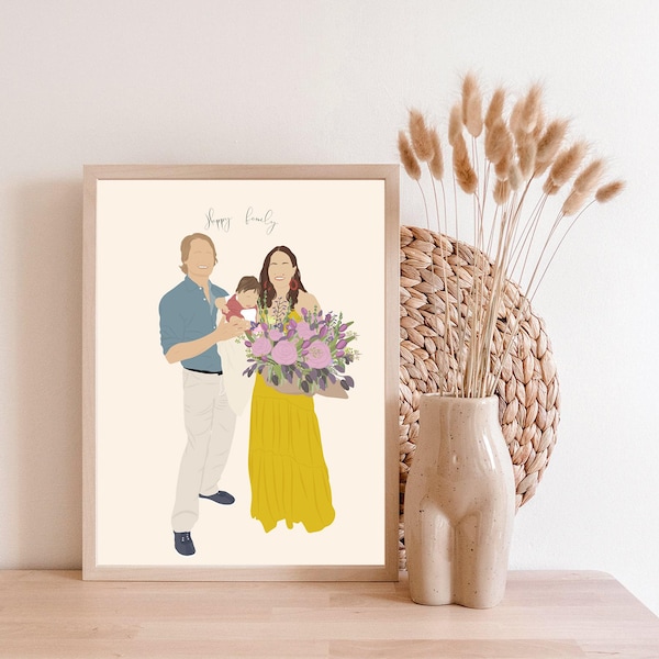 Personalized family illustration - Personalized souvenir and gift - Father's / Mother's Day