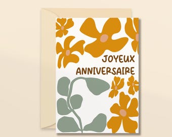 Joyeux anniversaire en fleurs - carte d'anniversaire - carte de voeux