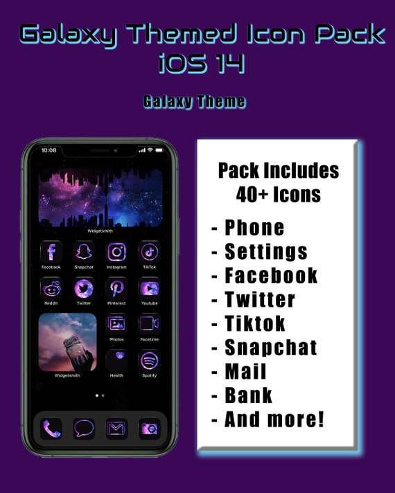Galaxy Themed Ios 14 Icon Pack Ios14 Aesthetic Apps Etsy