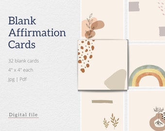 32 Neutral Printable Blank Affirmation Cards Blank Scripture - Etsy