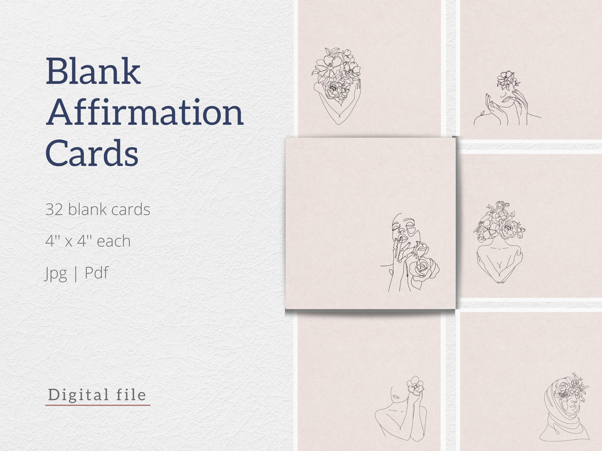 BUNDLE 32 Neutral Printable Blank Affirmation Cards - Etsy