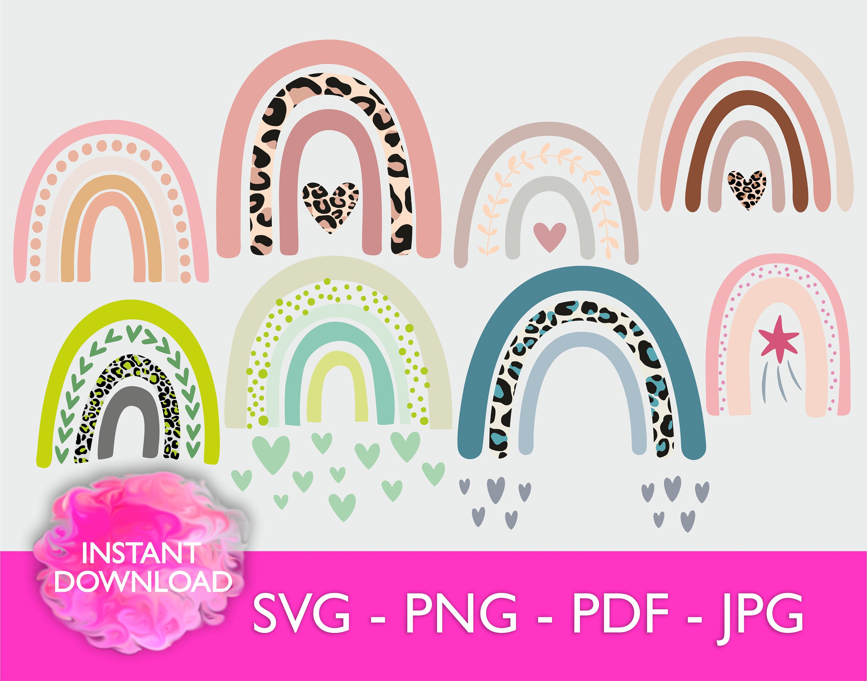 Download Rainbow SVG Leopard Rainbows Bundle SVG Boho Rainbows SVG ...
