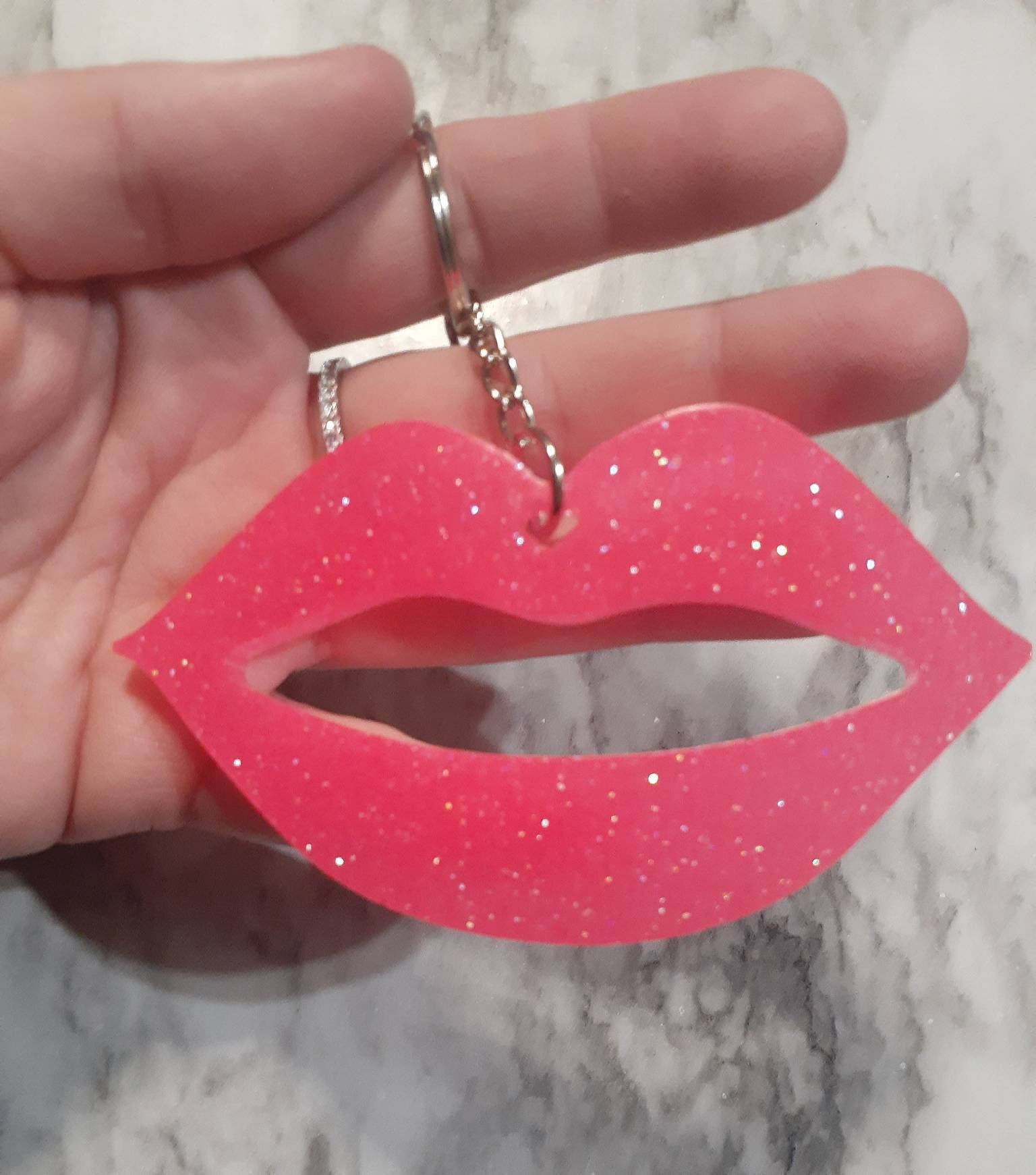 Glitter lips keychain Lush lips Gifts for her keychain Etsy