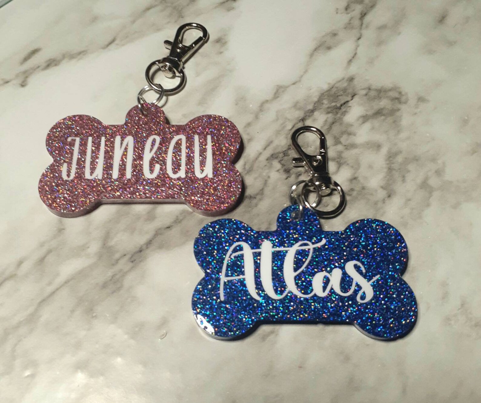 Holographic pet name tags Glitter pet name tags Resin Dog ID Etsy