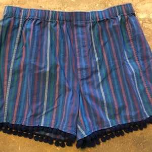 Pajama striped Shorts with Pom Pom trim! Free Shipping. Quantity discounts.