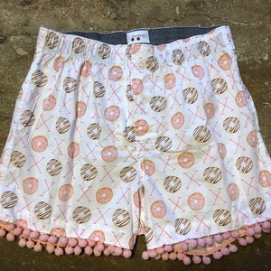 High Quality Cotton Donut Shorts with Pom Pom trim! Free Shipping. Quantity discounts.