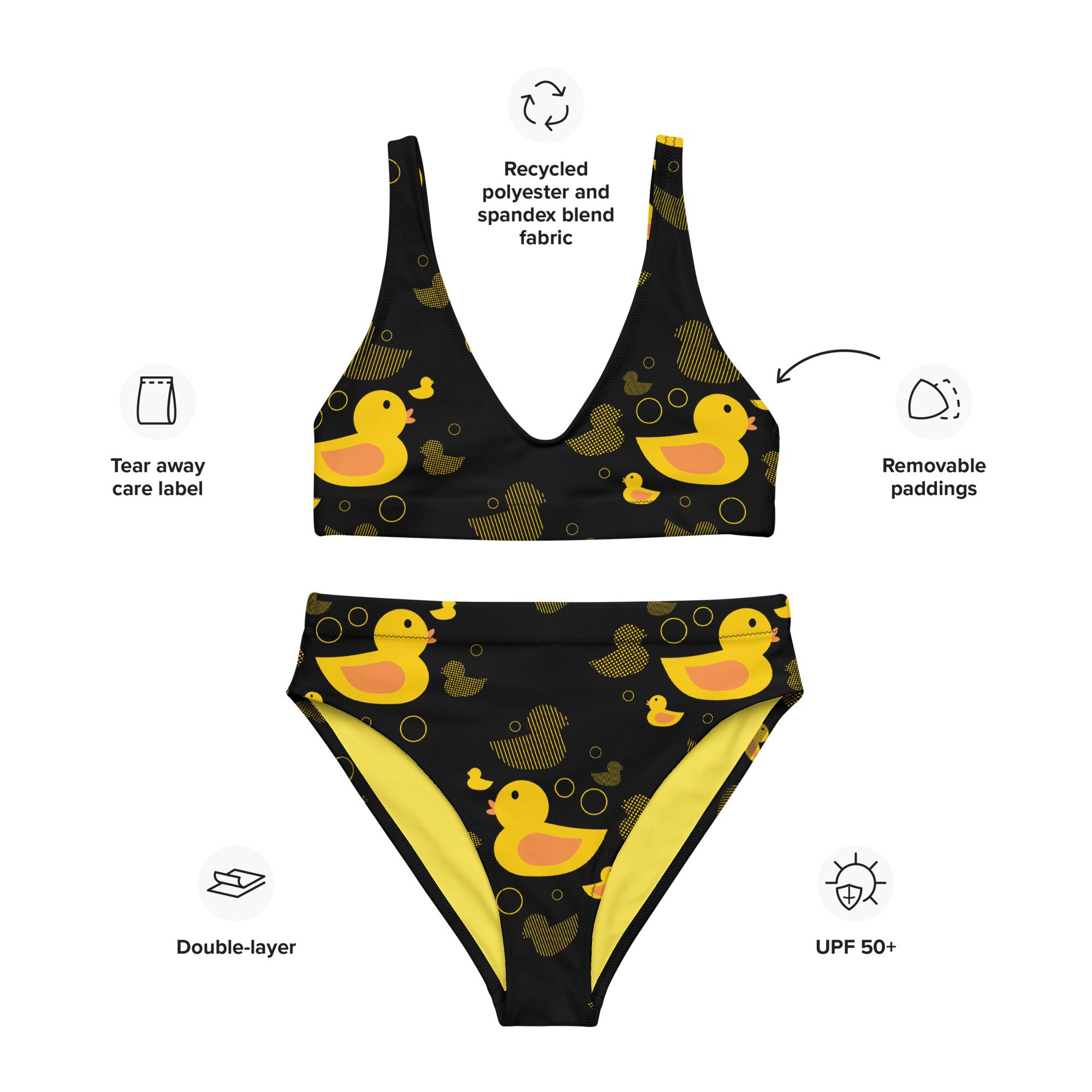 Rubber Ducky Highwaisted Bikini Yellow Duck Bikini Twopiece Swimsuit