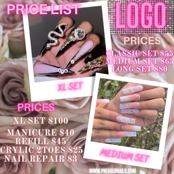 Diy Nail Pricelist Flyer Nail Appointments Flyer Nail Sale Etsy