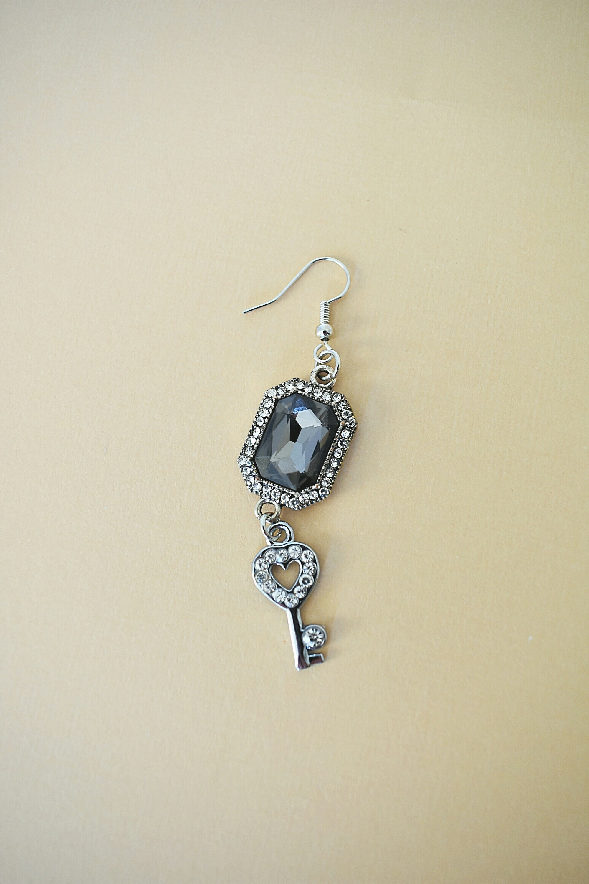 Black Rhinestone Key Fish Hook Earrings, Handmade Jewelry, Handmade  Earrings, Rhinestone Earrings, Key Jewelry, Black Earrings 