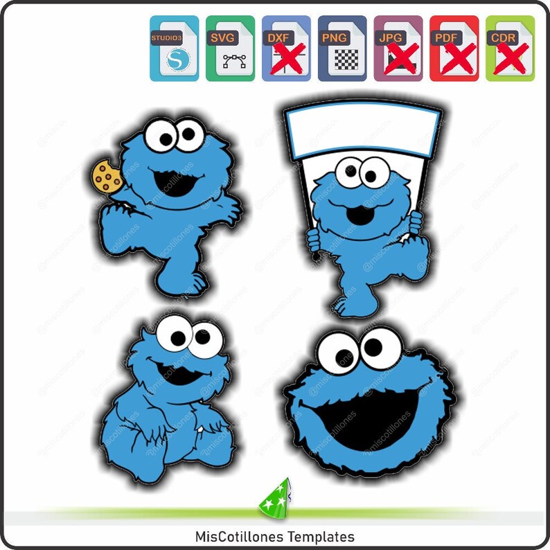 Baby Cookie Monster Instant Download SVG STUDIO3 and PNG File Etsy